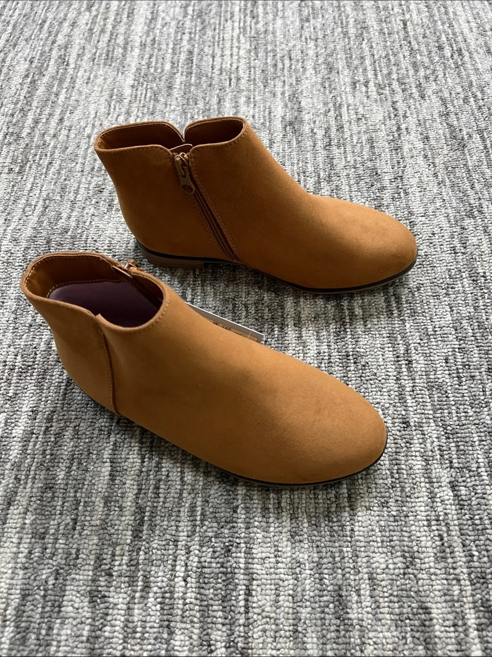 Cat & Jack Cognac Suede-Look Ankle Booties Size 3